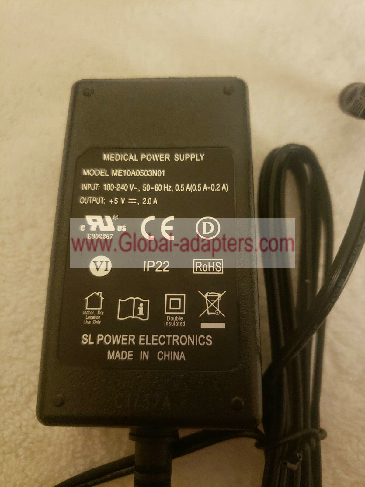New SL Power Electronics ME10A0503N01 Medical Power Supply 5VDC 2A ac adapter